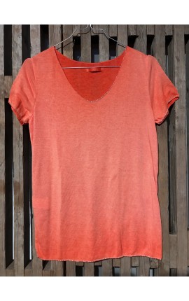T-Shirt med sølvkant - Orange